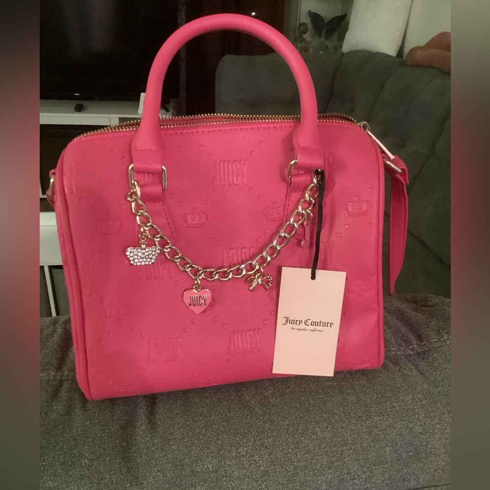 Juicy Couture Fuchsia Satchel with Chain Accent